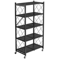 استاند تخزين معدني 5 أدوار قابل للطي بعجل – 5-Tier Foldable Metal Storage Rack with Wheels