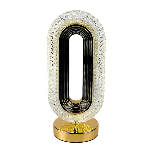 أباجورة كريستال ماليزي بإضاءة ليد وقاعدة دهبي – Crystal LED Table Lamp with Gold Base