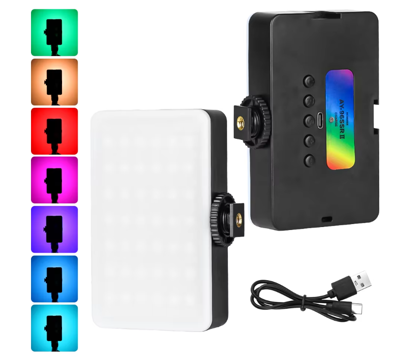 إضاءة فيديو RGB صغيرة قابلة للشحن للتصوير – Rechargeable Mini RGB Video Light for Photo & Video
