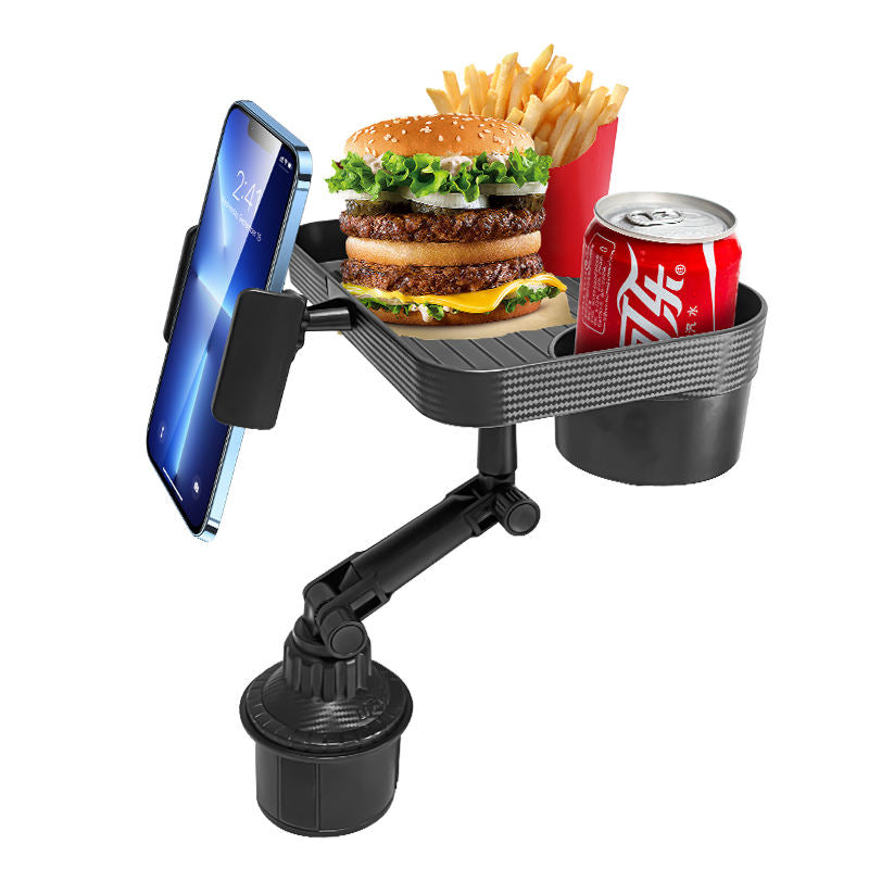 حامل أكواب وطعام للعربية 3 في 1 بحامل موبايل – 3-in-1 Car Cup Holder Food Tray with Phone Mount