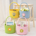 سبت تخزين قطن مجدول بيد بتصميم وردة – Woven Cotton Rope Storage Basket with Handle & Flower
